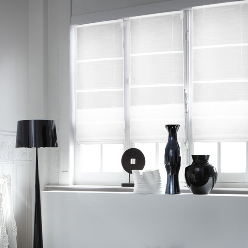 Store bateau voile rayé loft blanc