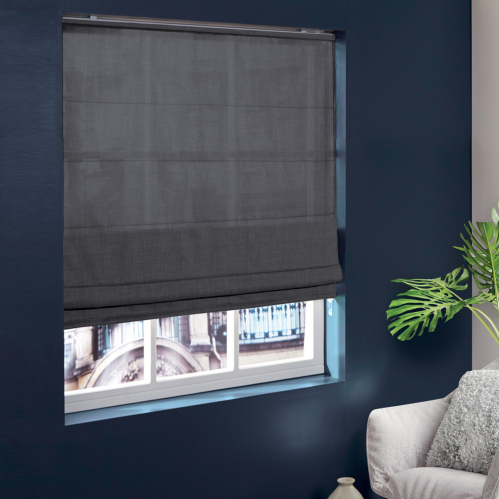 Store bateau tamisant chiné chambray Anthracite