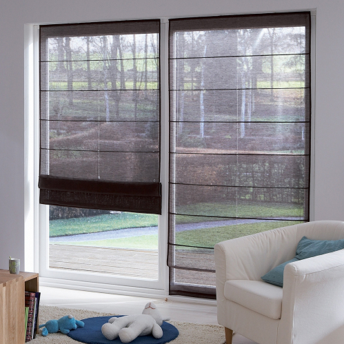 Store bateau tamisant voile de lin - Chocolat