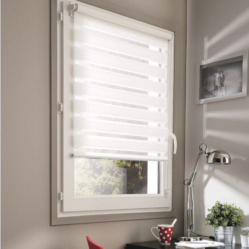 Lot de 2 stores jour nuit blanc avec ou sans perçage h160cm