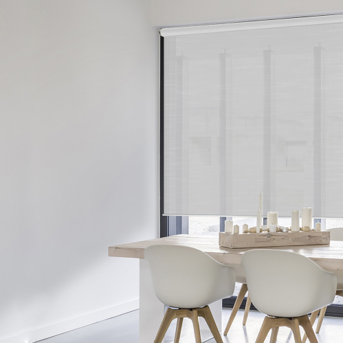 Store enrouleur voile texturé lurex gamme Must - Blanc