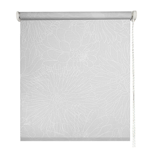 Store enrouleur tamisant motifs fleurs - Gris clair