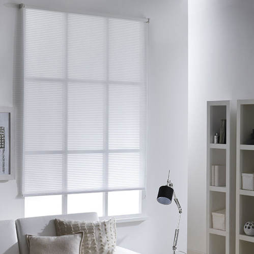 Store enrouleur voile ajouré blanc