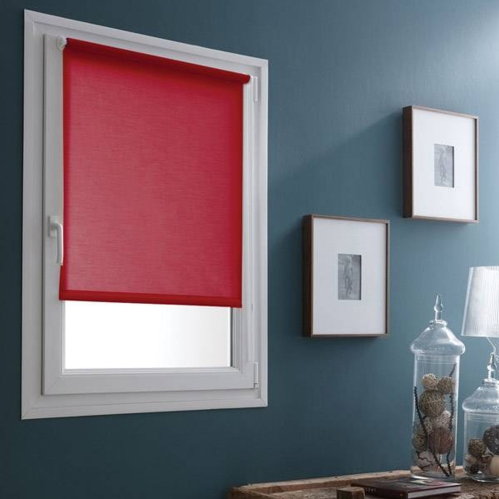 Store enrouleur tamisant sans percer - Rouge cerise