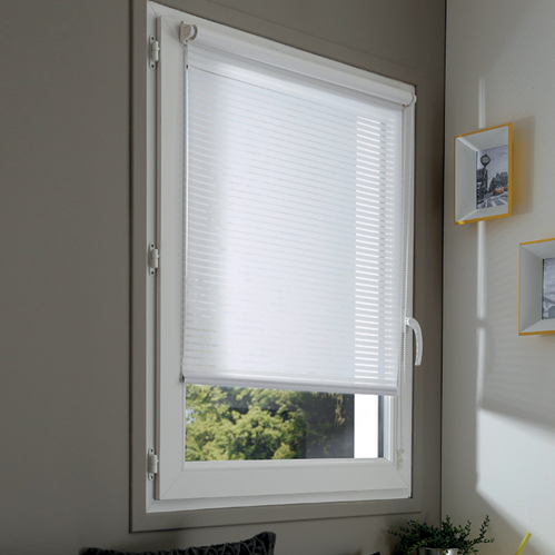 Store enrouleur tamisant sans percer - Blanc ajouré