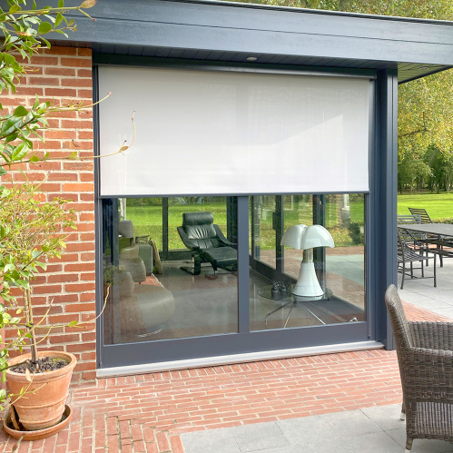 Store enrouleur extérieur screen motorisé - coffre gris