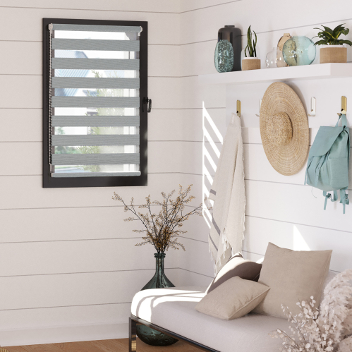 Store enrouleur jour nuit chic sans percer h160cm - Gris