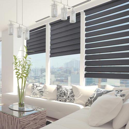 Store enrouleur jour nuit sans percer - gamme Must - Noir...