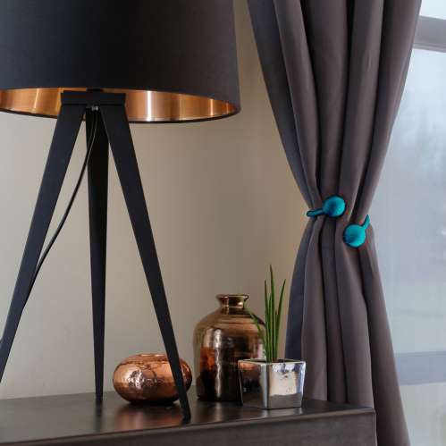 Embrasse à rideaux flexible nouage 2 billes - Bleu clair