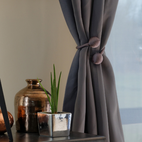 Embrasse à rideaux flexible nouage 2 billes - Chocolat