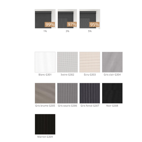 Échantillons tissu pour store enrouleur screen