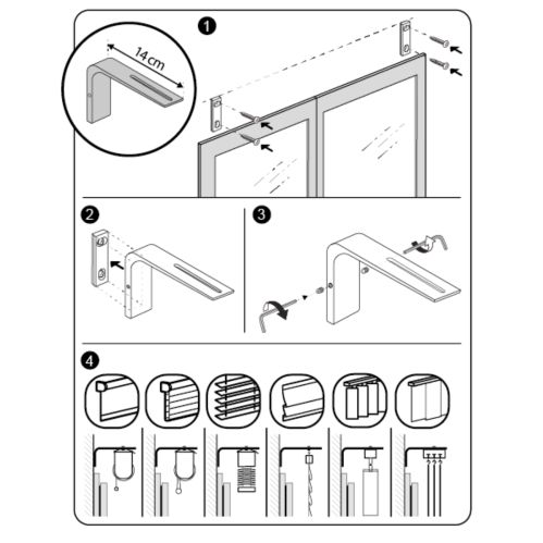 Équerre design de fixation murale avec déport 6-14cm pour tout type de store
