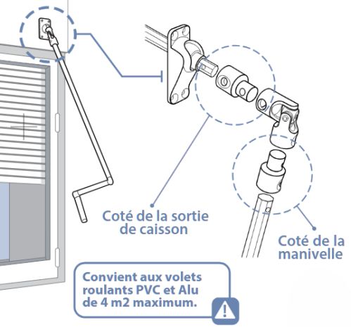 Cardan acier universel pour volet roulant