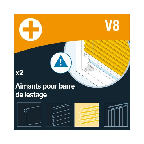 V8 : 2 aimants pour barre Vénit BLANC